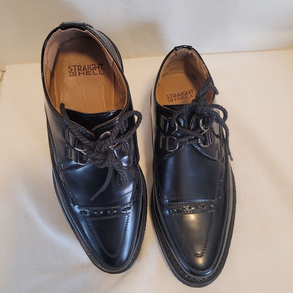 Straight to hell Other - Straight To Hell Vegan Hawkins Black Faux Leather Unisex Creepers Size M7  W8.5